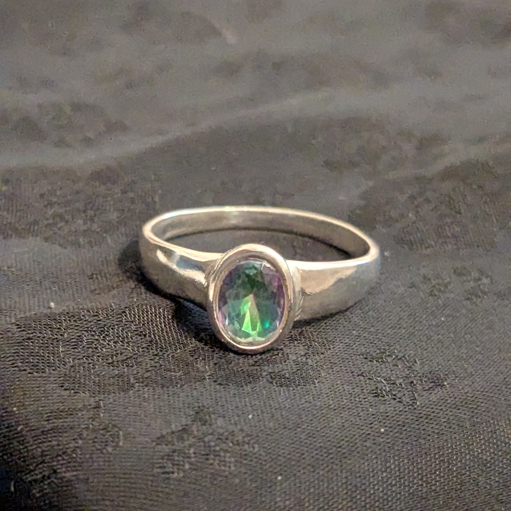 New Dazzling 925 Solid Sterling Silver Ring Mystic Topaz CZ Ring Size 7 - Picture 8 of 8